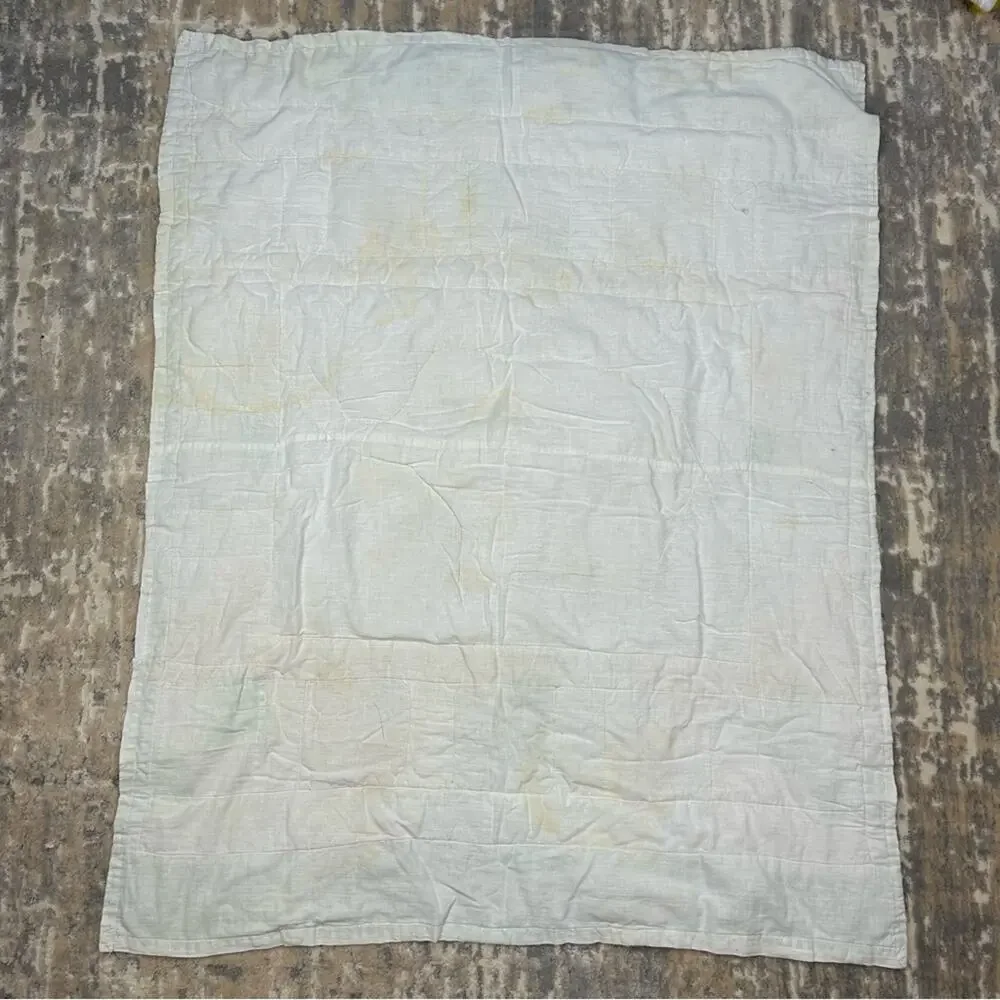 Vintage Handmade Elephant Gingham Baby Crib Yellow Green Quilt 45